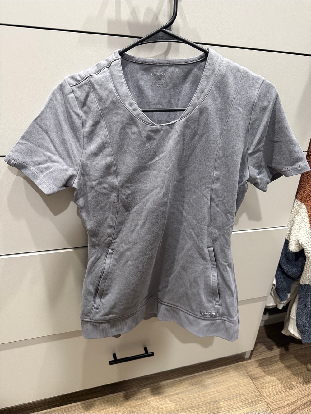 Jaanuu Light Gray Scrub Top